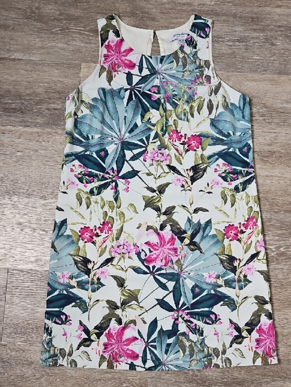 Tommy Bahama Canyon Silk White Magenta Green Sleevless Floral Dress Size Medium - Picture 7 of 9